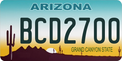 AZ license plate BCD2700