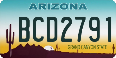 AZ license plate BCD2791