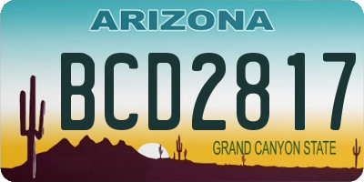 AZ license plate BCD2817