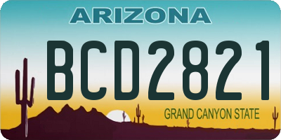 AZ license plate BCD2821