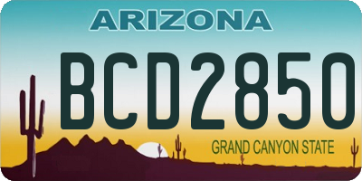 AZ license plate BCD2850