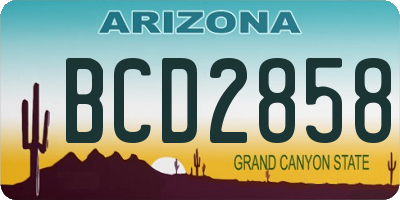 AZ license plate BCD2858