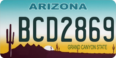 AZ license plate BCD2869