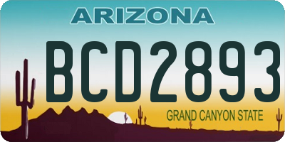 AZ license plate BCD2893