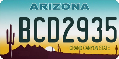 AZ license plate BCD2935