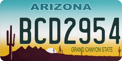 AZ license plate BCD2954