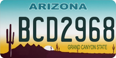 AZ license plate BCD2968