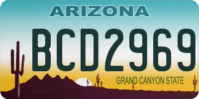 AZ license plate BCD2969