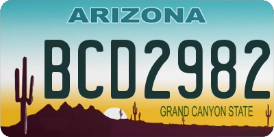 AZ license plate BCD2982