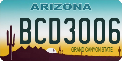 AZ license plate BCD3006