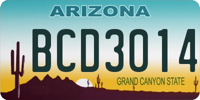 AZ license plate BCD3014