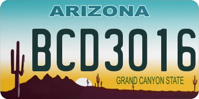 AZ license plate BCD3016