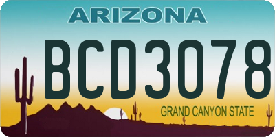 AZ license plate BCD3078