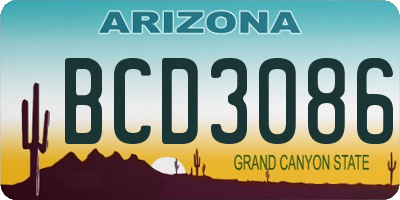 AZ license plate BCD3086