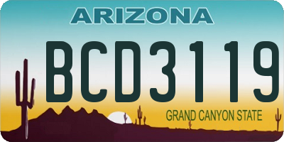 AZ license plate BCD3119