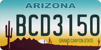 AZ license plate BCD3150