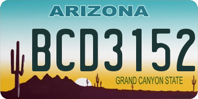 AZ license plate BCD3152