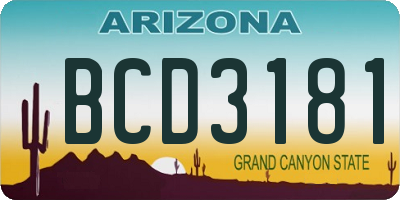 AZ license plate BCD3181