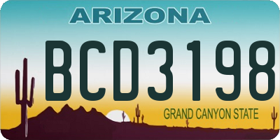 AZ license plate BCD3198