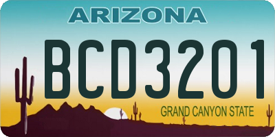 AZ license plate BCD3201