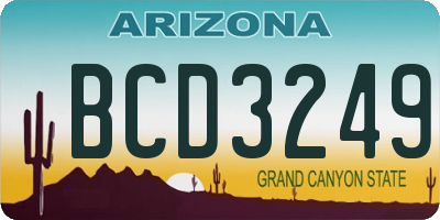 AZ license plate BCD3249