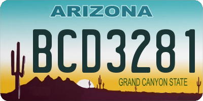 AZ license plate BCD3281