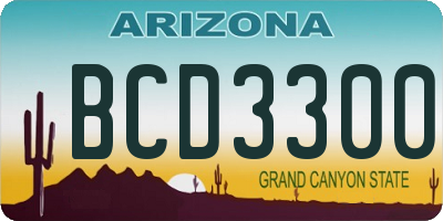 AZ license plate BCD3300