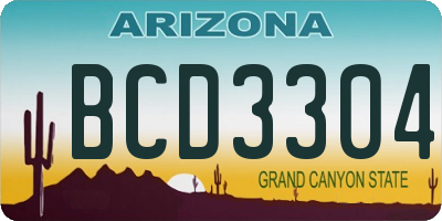 AZ license plate BCD3304