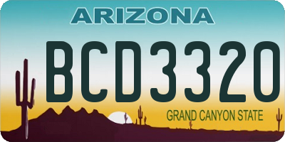 AZ license plate BCD3320