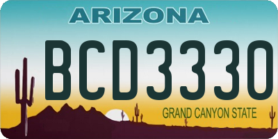 AZ license plate BCD3330