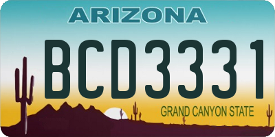 AZ license plate BCD3331