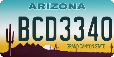 AZ license plate BCD3340