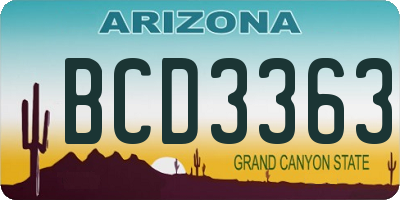 AZ license plate BCD3363