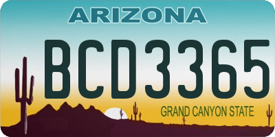 AZ license plate BCD3365