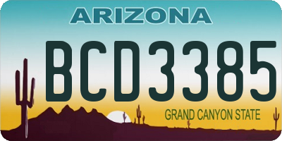 AZ license plate BCD3385