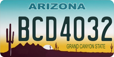 AZ license plate BCD4032