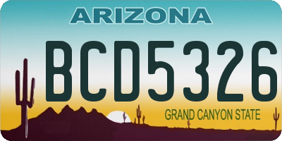 AZ license plate BCD5326