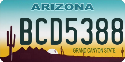 AZ license plate BCD5388