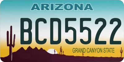 AZ license plate BCD5522