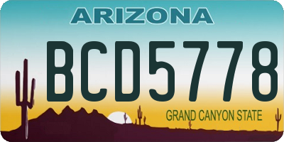 AZ license plate BCD5778