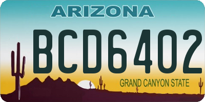 AZ license plate BCD6402