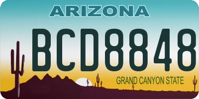 AZ license plate BCD8848