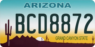 AZ license plate BCD8872