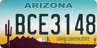 AZ license plate BCE3148