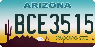 AZ license plate BCE3515