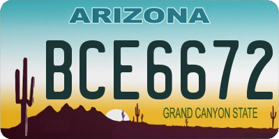 AZ license plate BCE6672