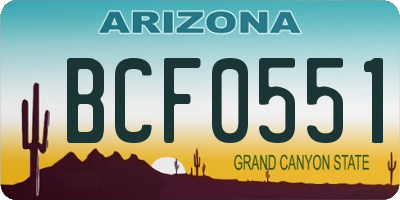 AZ license plate BCF0551