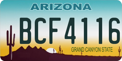 AZ license plate BCF4116