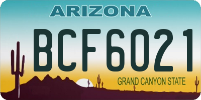 AZ license plate BCF6021