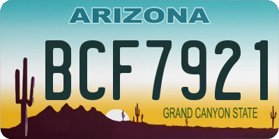 AZ license plate BCF7921